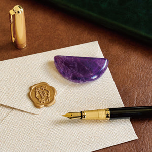 Orblink Amethyst Lifestyle - Healing Stone on Leather Journal for Insight & Mental Clarity