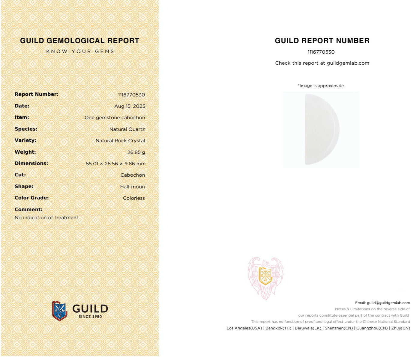 Independent gemstone verification report