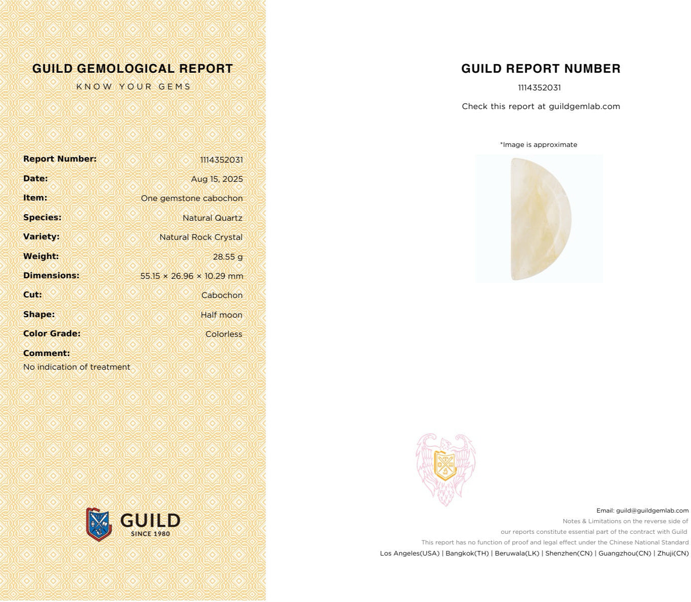 Independent gemstone verification report