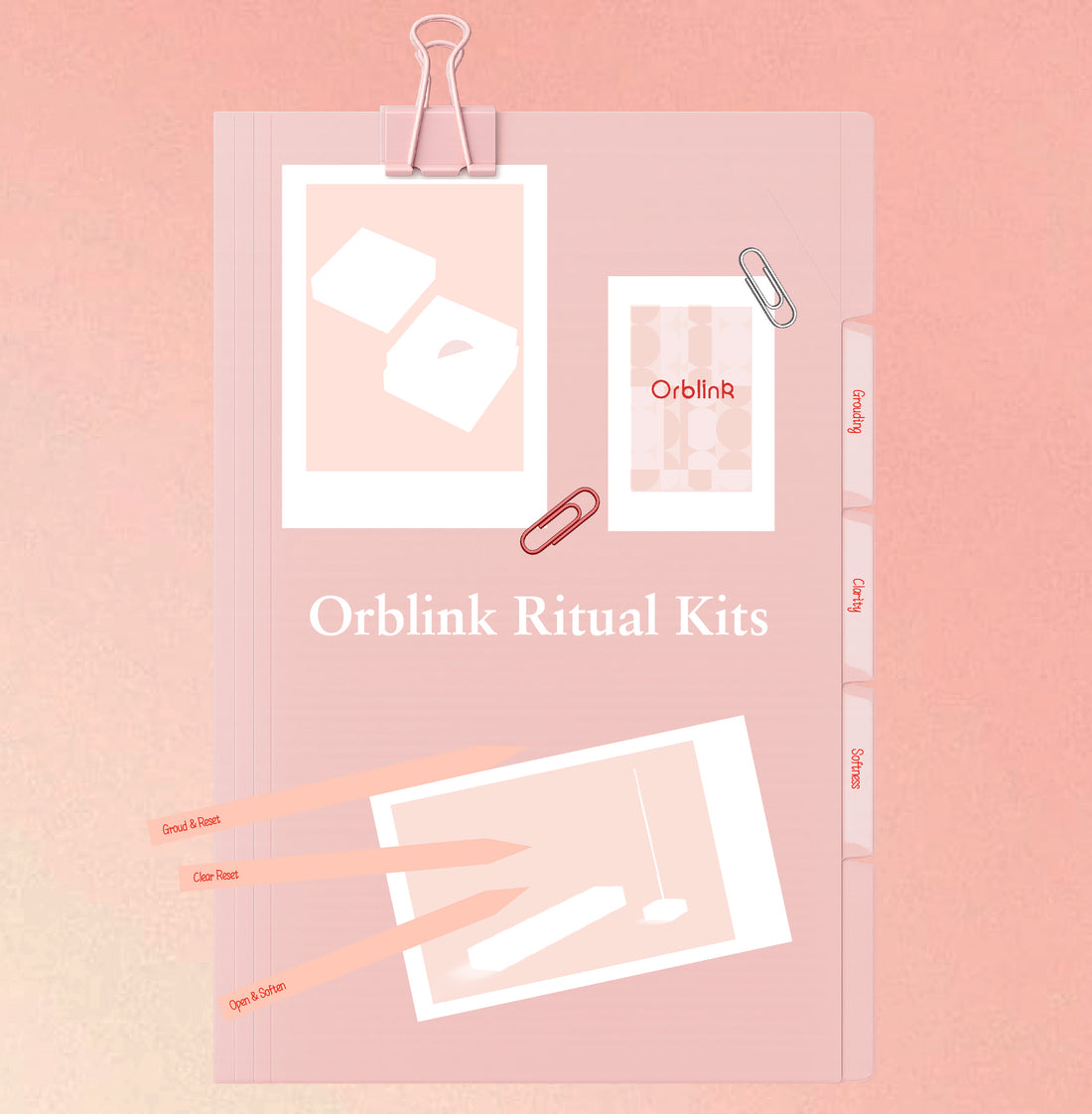 Pink Orblink ritual kit guide and journal cards