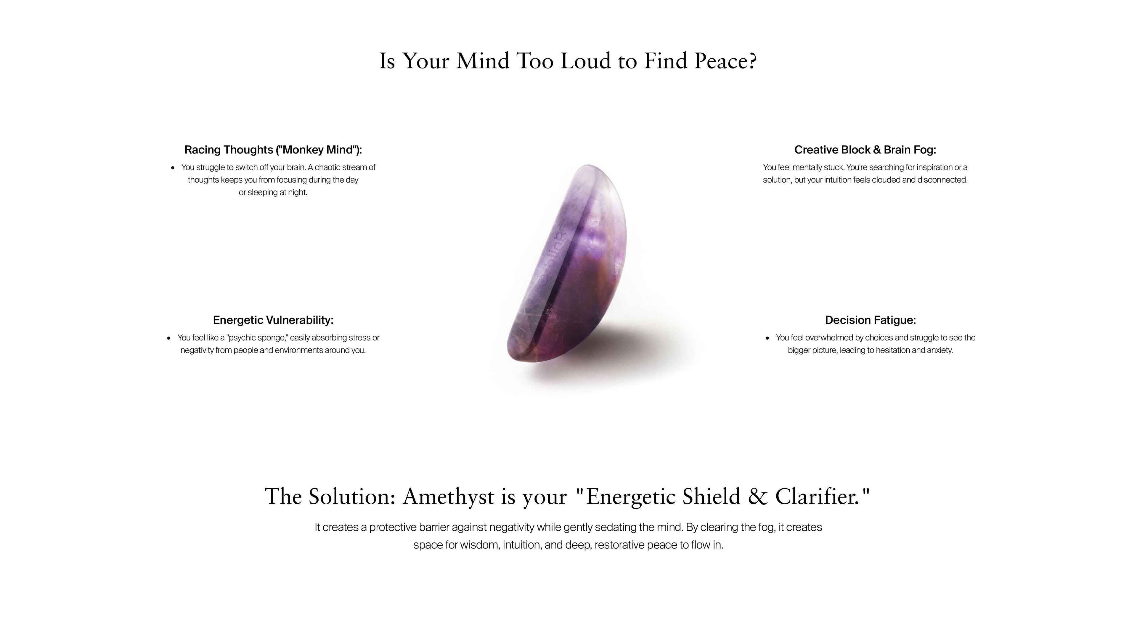 Amethyst stone infographic about focus and clarity