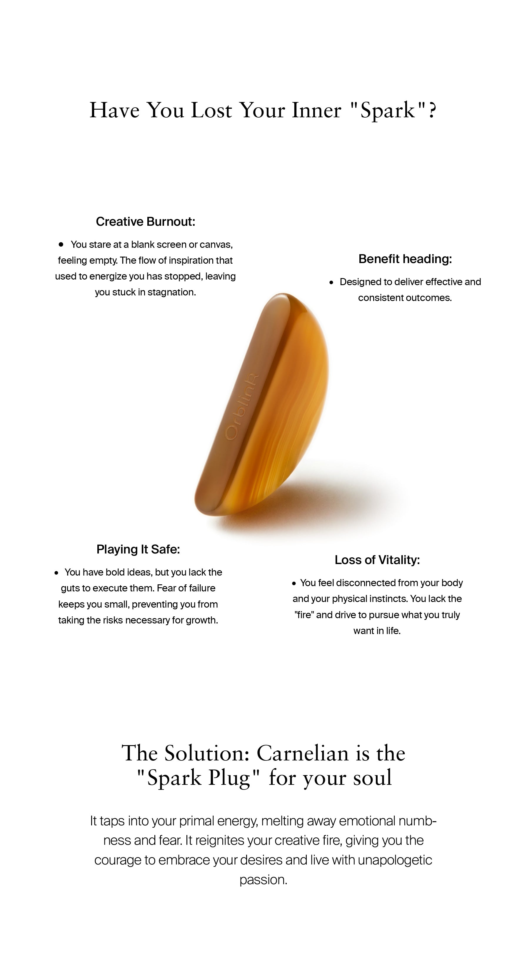 Carnelian stone infographic about restoring inner spark