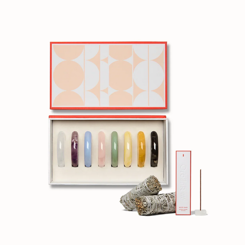 Crystal Chakra Healing Set & Natural White Sage Incense Kit - Orblink